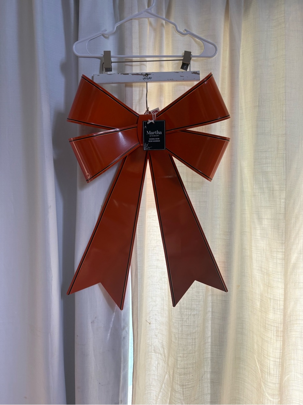 Martha Stewart Metal Bow Wreath Door Decoration 24” jumbo Oversized Orange bow - Picture 7 of 11